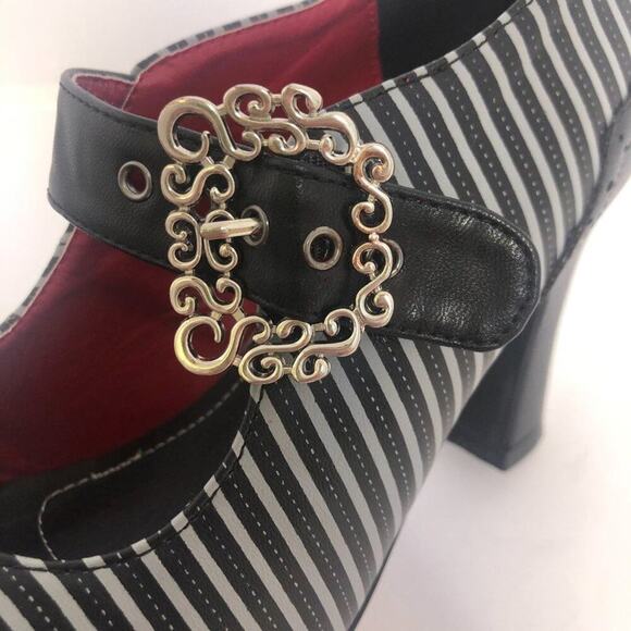 T.U.K. Striped Mary Jane Chunky Heels - Picture 5 of 10